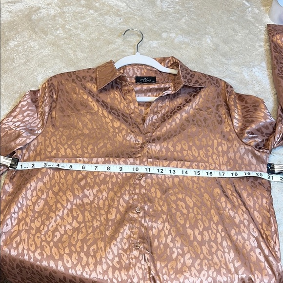 Milk & honey Gold Long Sleeve Button Down Shirt with Notched Collar - Picture 6 of 7